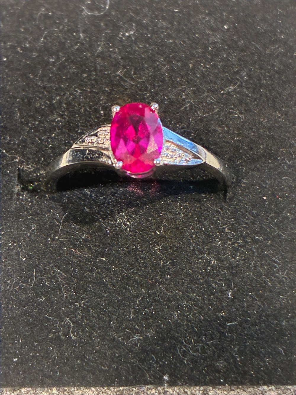 10K White Gold Ruby Ring. 1.41 Grams.   Size 7
